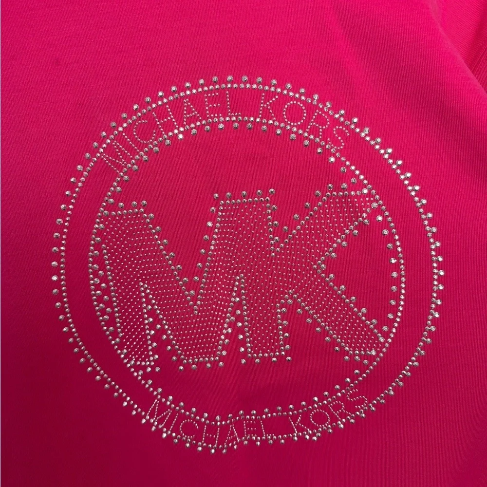 Michael Kors Pink Embellished Logo Cotton Blend Sweatshirt - Picture 6 of 8